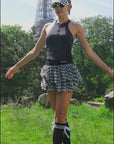 Spin™ Diamond Tiered High-Waisted Running Skirt - Black
