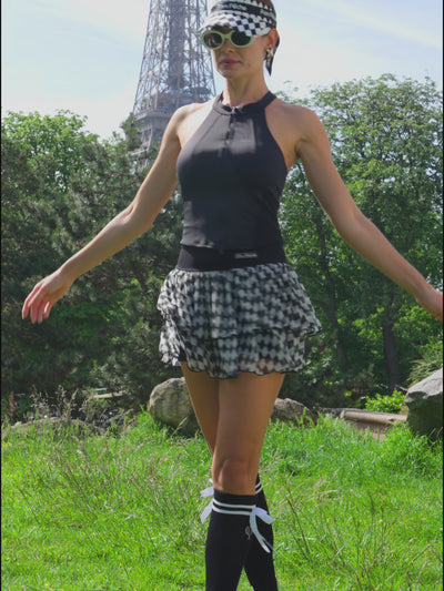 Spin™ Diamond Tiered Tennis Skirt-Black