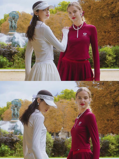 Half-Zip Tennis Collar Top - White