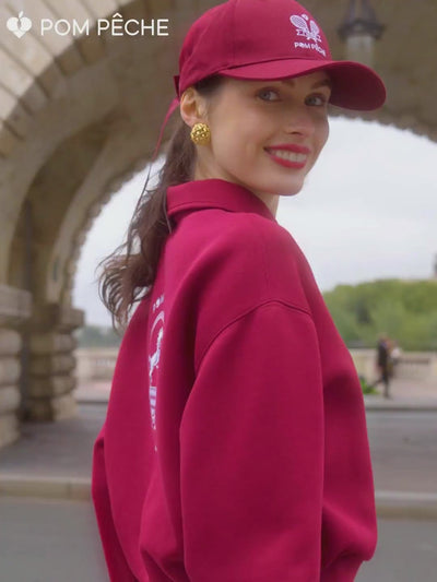 Quarter-Zip Tennis Sweatshirt Wine Red