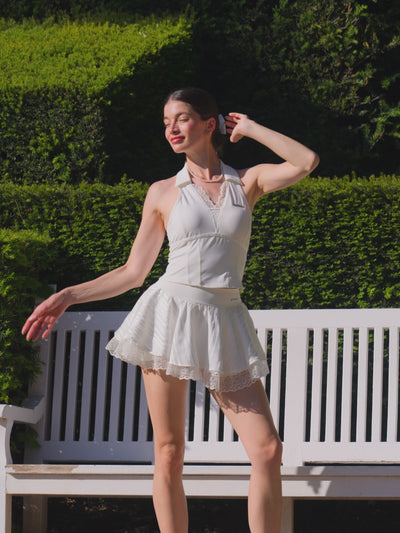 Spin™ LaRose Layered Skirt-White
