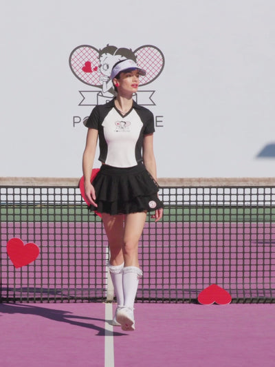 Betty Boop Tennis Tee - White & Paris Black