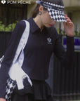 Half-Zip Tennis Collar Top – Black