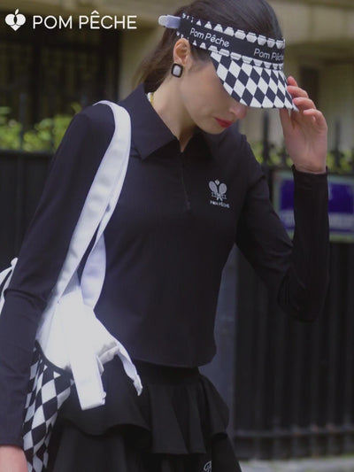 Half-Zip Tennis Collar Top – Black
