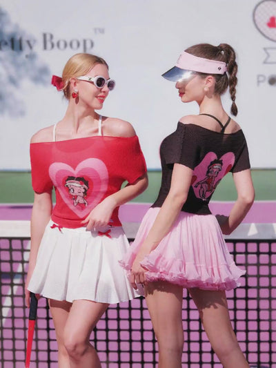 Betty Boop Pleated Heart Tee - Black