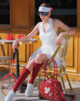 Spin™ Rose Mesh Halter Dress - Tennis White