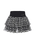 Spin™ Diamond Tiered High-Waisted Running Skirt Black – Checkered Chiffon Women's Sports Skirt, Pom Pêche