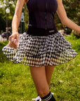 Spin™ Diamond Tiered Running Skirt Black – Flowy High-Waisted Checkered Skirt for Tennis, Running & Pickleball