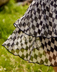 Double-Layer Checkered Chiffon Hem Detail – Spin™ Diamond Tiered Running Skirt, Breathable Women's Activewear