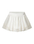 Spin™ LaRose Layered Tennis Skirt White – High-Waisted Rose Lace Trim Women's Sports Skirt, Pom Pêche Sports Club Paris