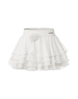 Spin™ Rose Petal Skirt White – High-Waisted 4-Layered Ruffle Tennis Skirt with Removable 3D Rose Decoration, Pom Pêche Sports Club