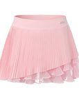Flat lay view of Spin™ Waltz Layered Skirt in light pink with layered pleats and athletic details