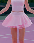 Women's Pleated Tennis Skirt Light Pink – Spin™ Waltz Tiered Skirt for Court & Pickleball Activewear