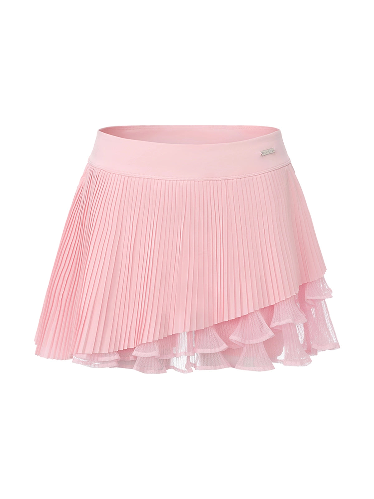 Spin™ Waltz Tiered Pleated Tennis Skirt in Light Pink – High-Waist Women's Sports Skirt, Pom Pêche