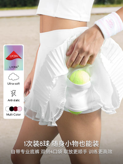 Spin™ Waltz layered skirt inner detail, built-in shorts design with lightweight breathable fabric for women’s tennis wear