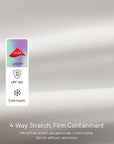 Fabric detail of tennis set, lightweight LYCRA blend with UPF 50+ protection and cool-touch performance feel