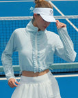 UPF cropped sun jacket sun protection detail, lightweight breathable fabric for outdoor wear