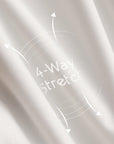 White Bow Halter Tennis Top fabric close-up – 4-way stretch premium nylon, UPF 50+ sun protection, body-hugging performance fabric