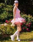 Women's Pink Tennis Skirt with Matching Top – High-Waisted Athletic Skirt for Golf, Pickleball & Everyday