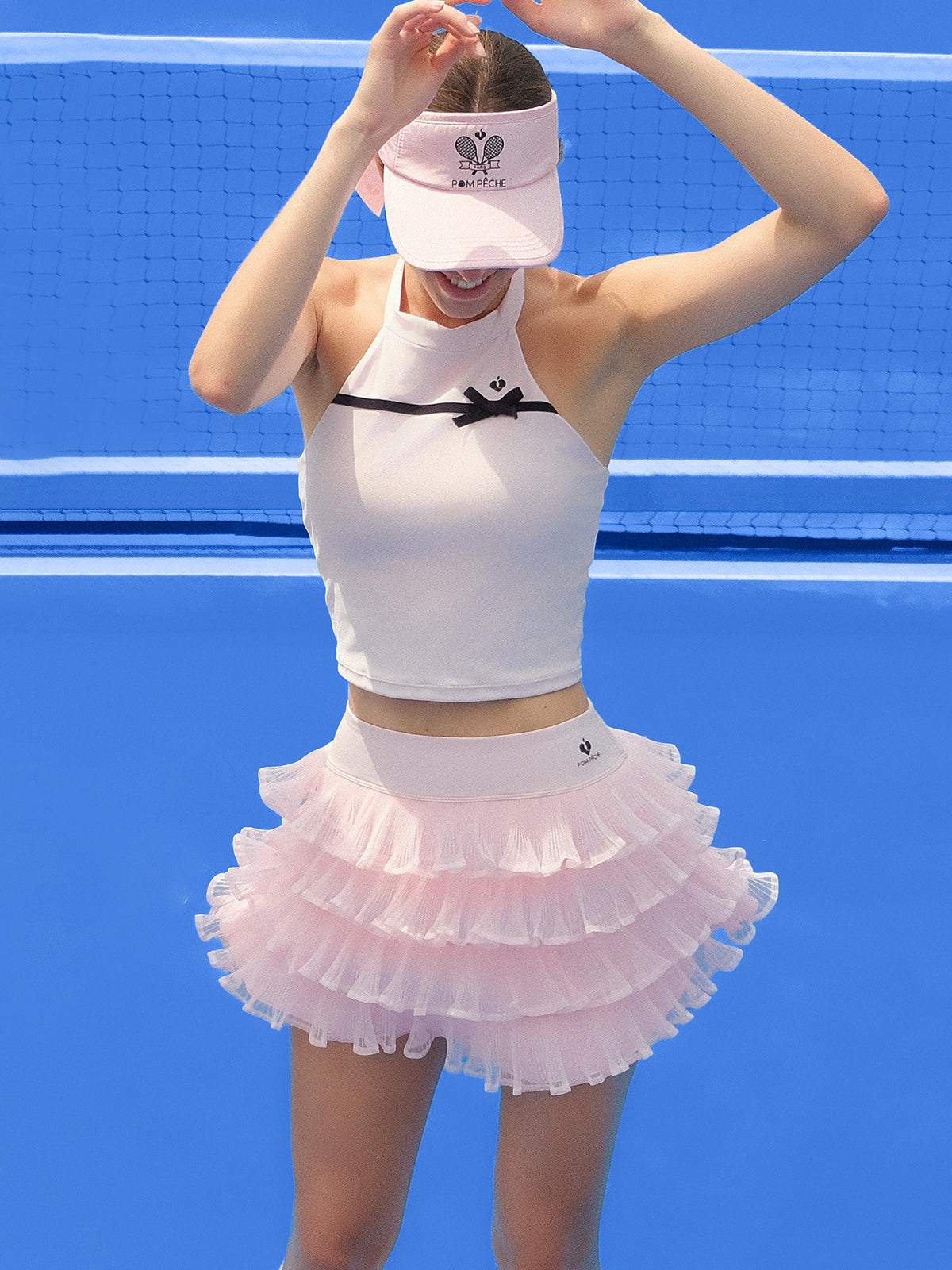 YVONNE Bow-Detail T-Back Tank Top - Cherry Blossom Pink